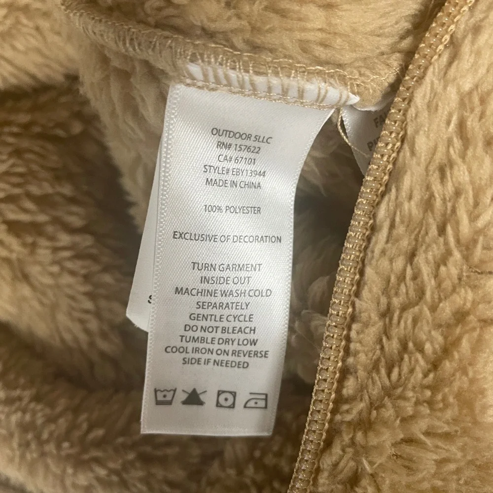 Eddie Bauer Sherpa Fleece Hooded Bunting 12M Tan Havane Gorpcore Teddy Bear Ears